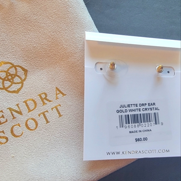 NWT Kendra Scott Juliette Gold Drop Earrings in White Crystal - Picture 3 of 3